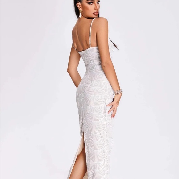 Bella Barnett Pearl-Embellished Midi Dress size S (side cut-outs) - Picture 4 of 5